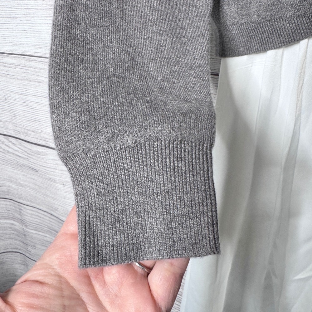 Anthropologie Grey Twist Front Sweater White Mixed Media Midi Dress XXS - Picture 3 of 9